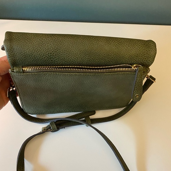 Street Level Demi Fold Over Vegan Leather Crossbody Bag in Olive Green - Picture 7 of 12
